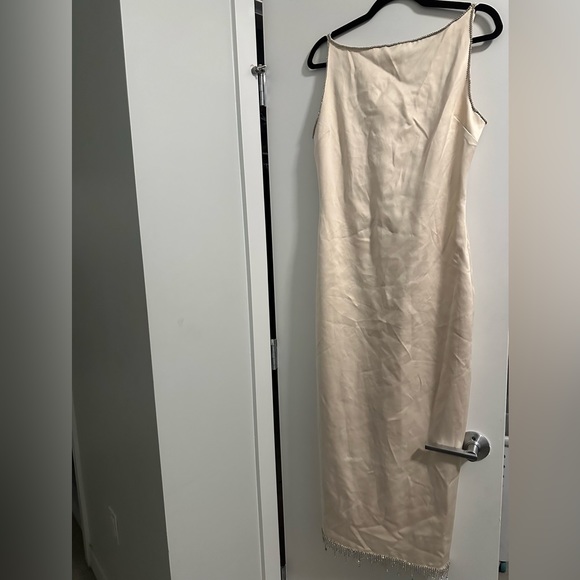 House of CB Margiela Rhinestone Embellished Ivory Midi Dress Gown Size M NWT - Picture 3 of 6